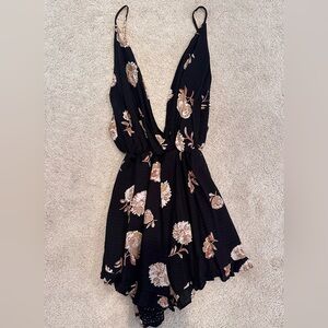 Floral Black Women's Romper
